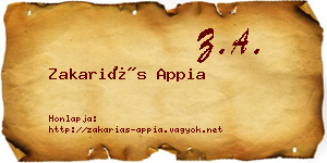 Zakariás Appia névjegykártya